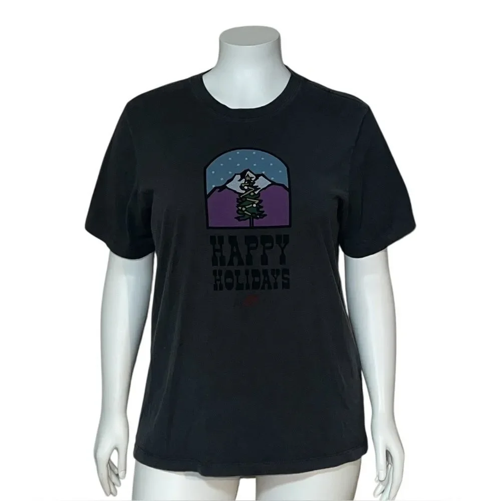 Nike Men’s T-Shirt Size Large Happy Holidays Christmas Tree Graphic Dark Gray XL